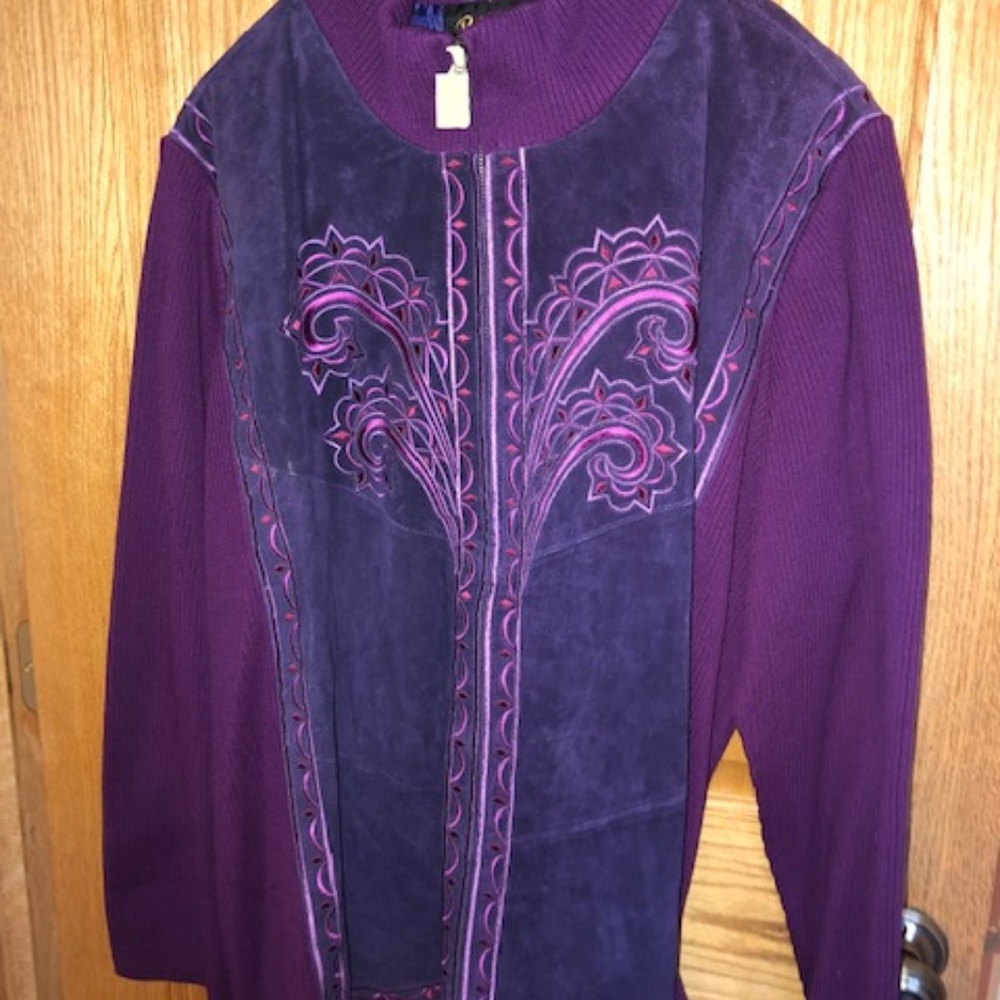 Bob Mackie Wearable Art Purple Suede Jacket